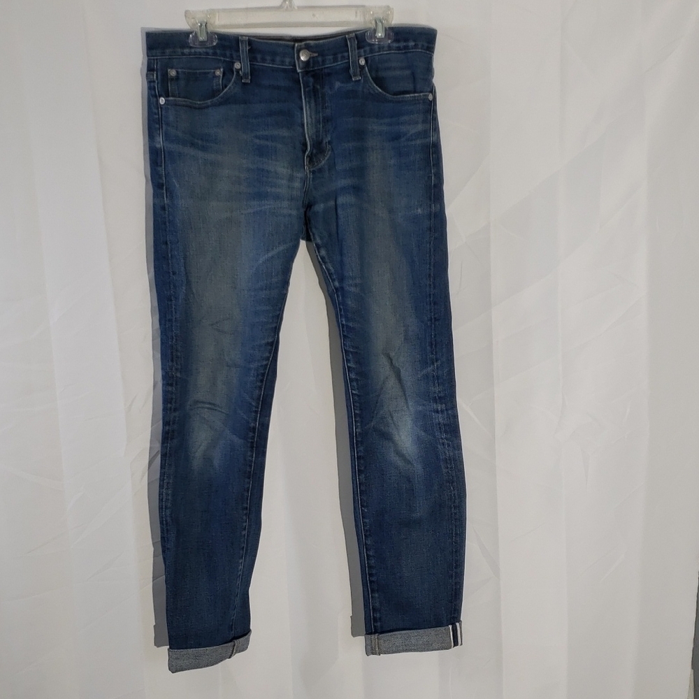 SNM 'The Finn Tapered Slim Men's Blue Denim Jeans Selvedge Size 33 Med Wash